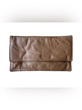 Vintage Bottega Veneta Leather Oversized Clutch Handbag, Made in Italy